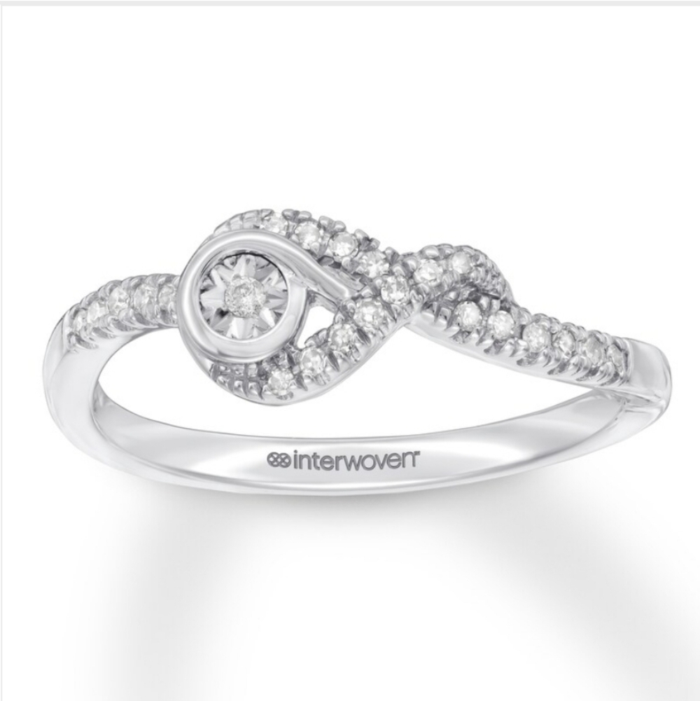 Interwoven Sterling Silver Diamond Ring